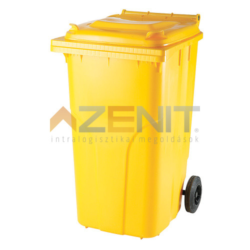 240 literes műanyag hulladékgyűjtő standard fedéllel sárga színben