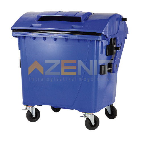 1100 literes műanyag hulladékgyűjtő konténer PAPÍR gyűjtésére alkalmas fedéllel kék színben